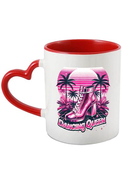 StoryGift Romania Mug with the message "Dancing queen", illustration, retro style, old, dancing queen,, With ,STG