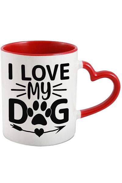 StoryGift Romania Mug with paw and heart for those who love their dogs - canines with Handle, With, STG