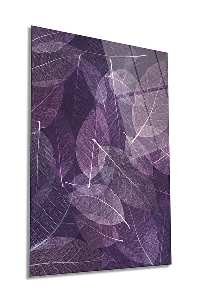 Rosyvien Velika ljubičasta slika na staklu sa vertikalnim listovima, dekoraci...