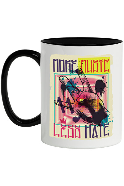 StoryGift Romania Cana Cu Mesaj In Engleza More Music Less Hate, Mana, Retro,...