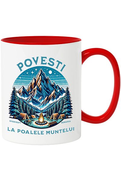 StoryGift Romania Mug stories at the foot of the mountain forest campfire, 330ml, Ceramic with R Handle, Cu, STG.