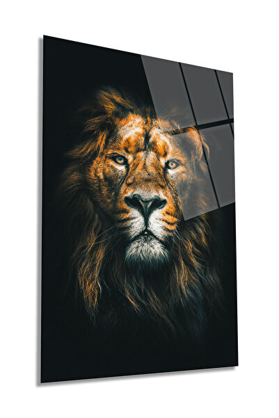 Rosyvien Divlji lav, portret životinje, vertikalna staklena slika, dekoracija...