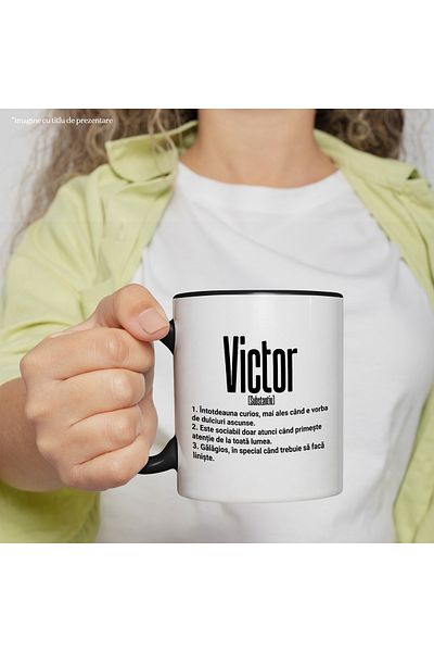 StoryGift Romania Mug With The Name Victor, With Funny Message, Curious, Sociable, Noisy, 330ml, Wax, With ,STG