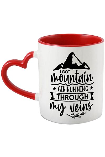 StoryGift Romania Mug with mountains and the message "I got mountain air running through my veins" - I have air, With, STG.