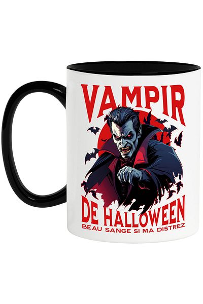 StoryGift Romania Mug with Scary Man with Cape and Long Fangs Text Dracula De Hallowen Beau, With ,STG