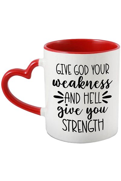 StoryGift Romania Mug with the message "Give God your weakness and He will give you strength" - I believe, With,STG.