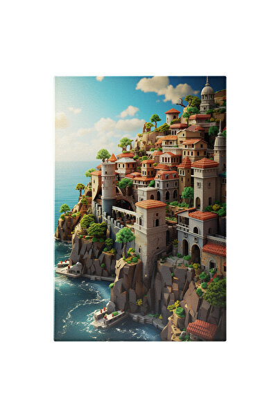 StoryGift Romania Tablou Canvas: Sat De Piatra Langa Mare Imens Cer Senin Atr...