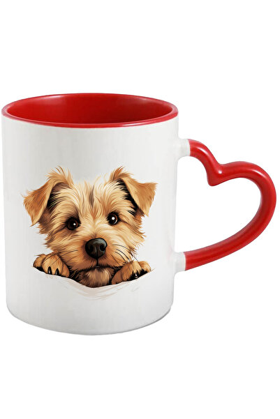 StoryGift Romania Cana cu un catel blanos de talie mica | ilustratie | maro d...