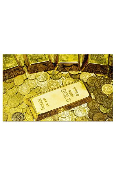 StoryGift Romania Tablou Canvas - Aur Si Valoare: Stivuire De Monede De Aur