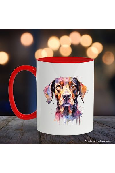 StoryGift Romania Puppy Head Mug, Watercolor Illustration, Paint, Multicolor 330 ml, Ceramic, With ,STG