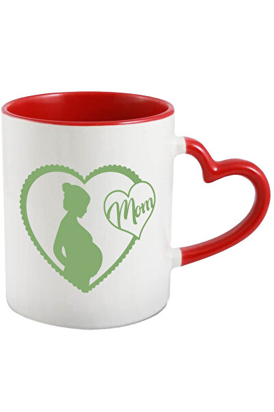 StoryGift Romania Cana cu Femeie Insarcinata, cu Mesajul Mom Forma de Inima, ...