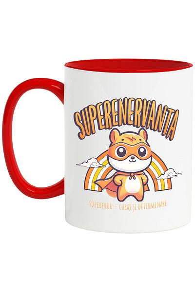 StoryGift Romania Super Annoying Superhero Mug, Courage and Determination, 330ml, Ceramic with Ro Handle, With, STG
