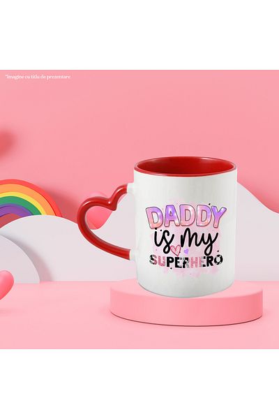StoryGift Romania Mug with the message "Daddy is my superhero", dad, illustration, daddy, superhero, fun, With,STG.