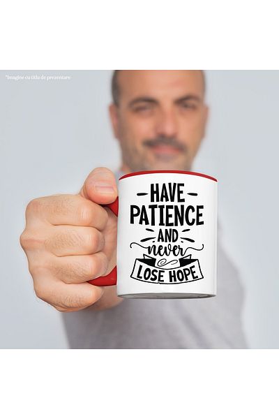StoryGift Romania Mug with the motivational message "Be patient and never lose hope" with, With, STG