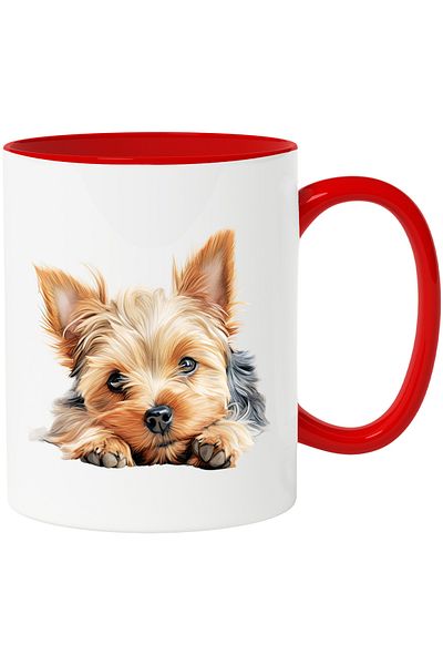 StoryGift Romania Mug with a small furry puppy | illustration | obedient | waiting for orders, With ,STG