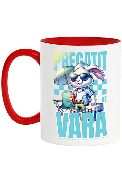 StoryGift Romania Rabbit Mug Ready for Summer - Beach, Sun, Refreshing, 330ml, Ceramic with Handles, With ,STG