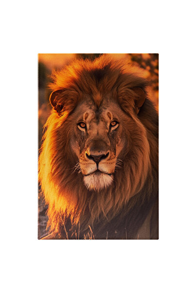 StoryGift Romania Tablou Canvas: Fotografie Cu Un Leu - Regele Junglei Feroce Animal Pictura Digitala