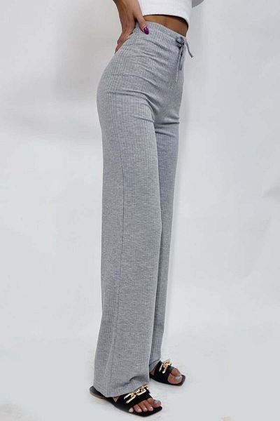 FashionForYou Amina Wide-leg Pants, With Drawstring At The Waist, Gray, L