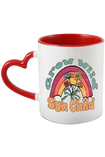 StoryGift Romania Mug with the message "Grow wild, sun child", summer, vacation, relaxation, holiday, illustrated, With ,STG