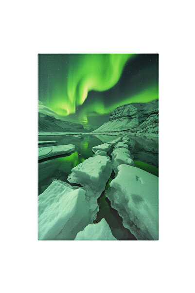 StoryGift Romania Tablou Canvas: Aurora Boreală Dansând Printre Ghețari - Mis...