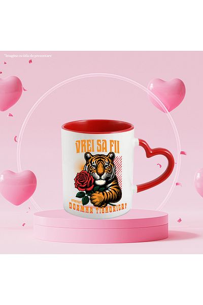StoryGift Romania Tiger mug with rose, do you want to be a tigress, romanic, Valentine's Day, , With ,STG