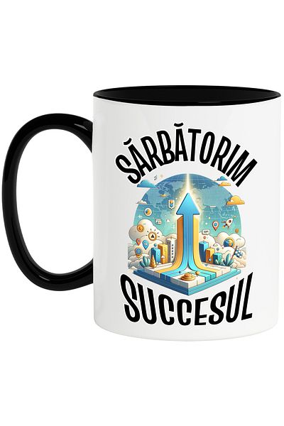 StoryGift Romania Mug Celebrating Success, Spaceship Taking Off Business, 330ml, Ceramic with Handle, With ,STG