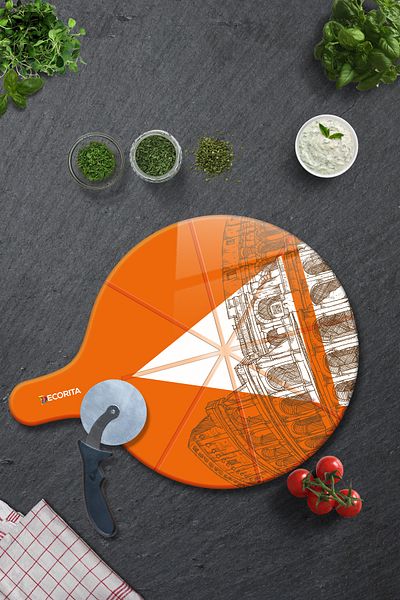 Decorita Pizza Presentation Glass with Handle and Cut Channel |   Colesium |   36cm X 47cm