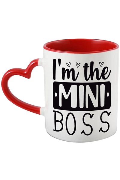 StoryGift Romania Mug with hearts and the message "I'm the mini boss" - I'm the mini boss with Heart Handle, With ,STG.