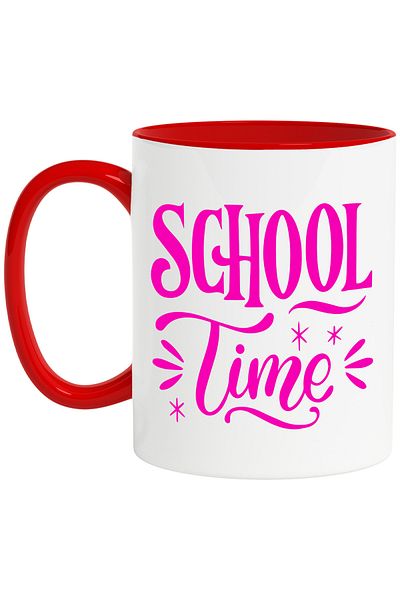 StoryGift Romania Mug for those starting school with the message "It's time for school" with R Handle, Cu, STG