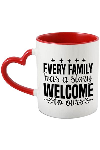 StoryGift Romania Mug with stars and the text "Every family has a story. Welcome to ours" - each, With,STG.