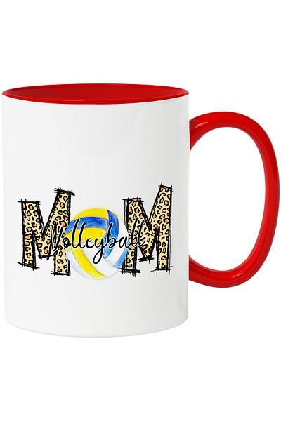 StoryGift Romania Mug with the message "Volleyball Mom", volleyball, mother, illustration, sport, affection, With ,STG