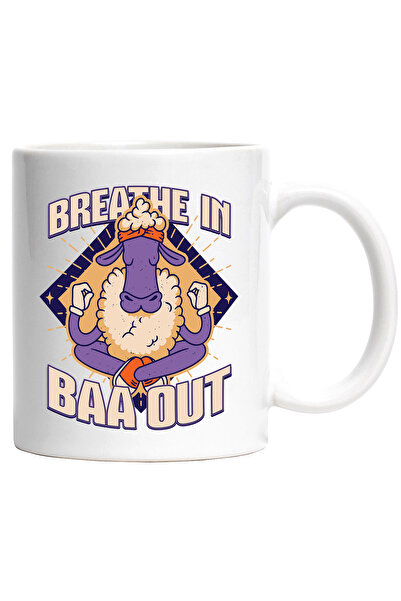 StoryGift Romania Cana Cu Mesaj In Engleza Breath In Baa Out, Oaie, Meditatie...