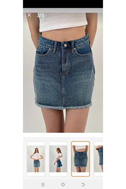 YKW Kot Taşlı Mini Etek