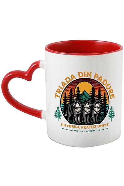 StoryGift Romania Mug Pack of wolves in the woods, family Power-brotherhood, 330ml, Ceramic with Handle, With, STG