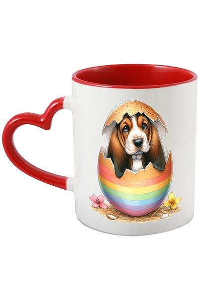 StoryGift Romania Mug with a puppy coming out of a broken egg | illustration | shy | a little sad, With ,STG.
