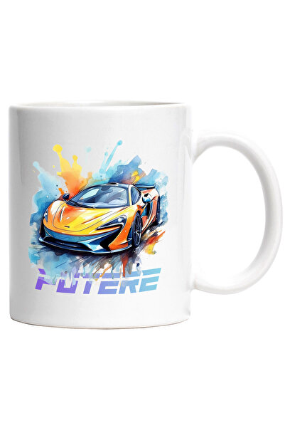 StoryGift Romania Cana Cu Mesaj Putere, Watercolor, Masina Sport, Ilustratie,...