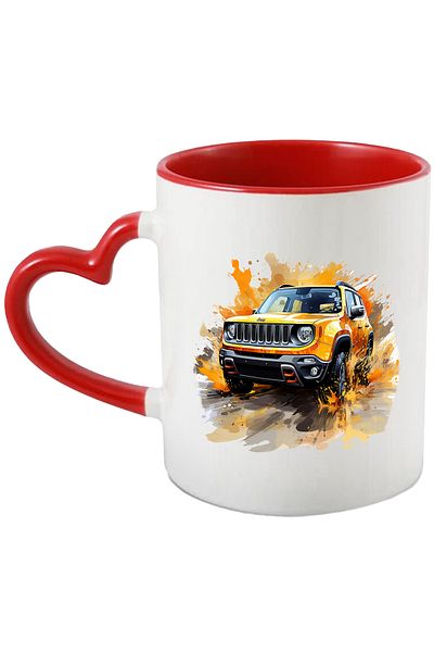 StoryGift Romania Cana Cu Masina, Jeep Renegade, Viteza, Vopsea, Roti, Multicolor 330 ml, Ceramica, Cu ,STG