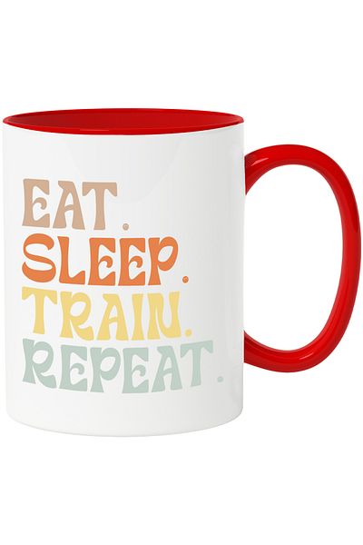 StoryGift Romania Mug with the text "Eat. Sleep. Train. Repeat." - eat sleep travel by train, With ,STG
