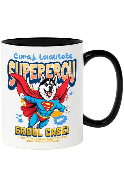 StoryGift Romania Siberian Husky Mug / Siberian Husky Dog In Superman Costume With Cape,, With ,STG