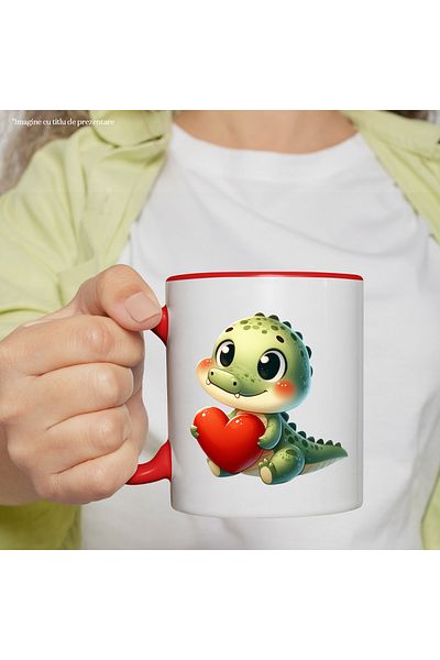 StoryGift Romania Mug with a baby crocodile holding a heart | illustration | care | childhood | , With ,STG .