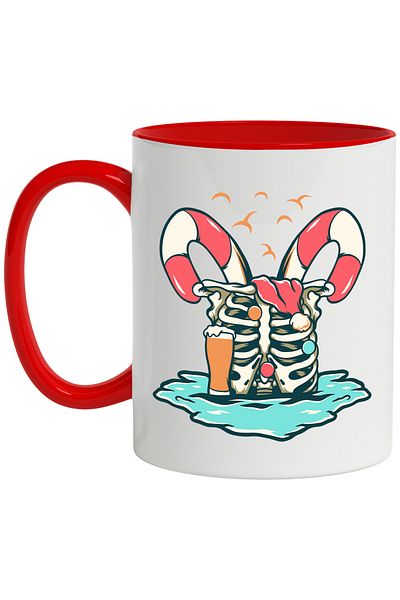 StoryGift Romania Skeleton Mug, Glass, Christmas, Holidays, Candy, Multicolor 330 ml, Ceramic, With ,STG