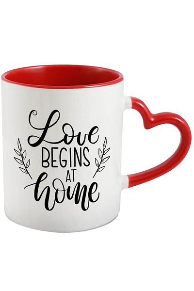 StoryGift Romania Mug with the message in English "Love begins at home" - love begins at home with Handle, With ,STG