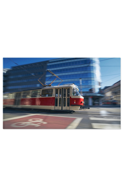StoryGift Romania Tablou Canvas Tramvai In Mers, Ora, Transport Public, Strad...