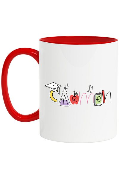StoryGift Romania Mug With Name Carmen, School, Chemistry, Subjects, Algebra, Geometry, 330ml, Ceram, With, STG