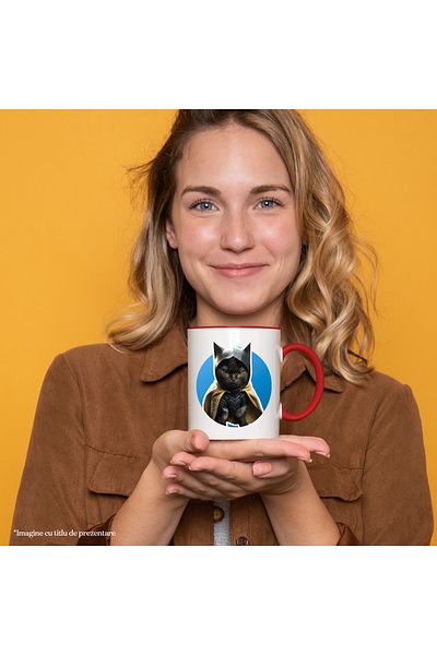 StoryGift Romania Superhero Cat Portrait Mug, Batman Custom Cat, Custom Cat, With
