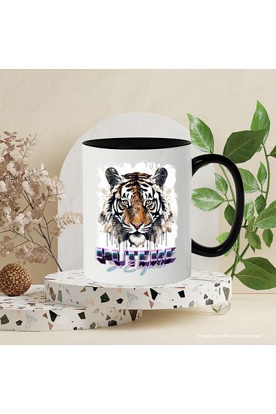StoryGift Romania Mug With Message Power And Elegance, Tiger Head, Paint, Multicolor 330 ml, Ceram, With ,STG