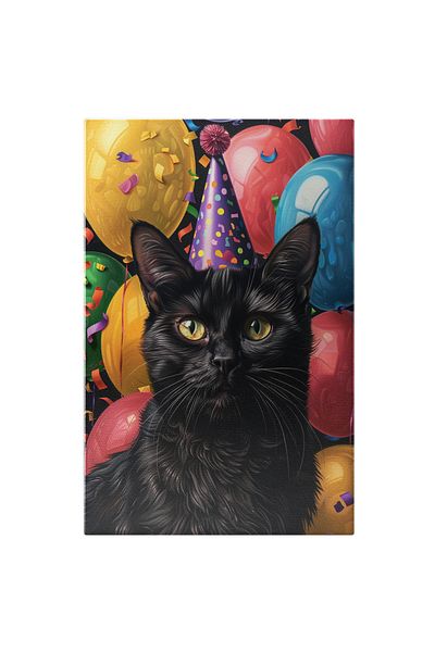 StoryGift Romania Tablou Canvas Distracție La Petrecerea Lui Pissy Motanul Bombay Ce Are Coif Și Baloane Multicol