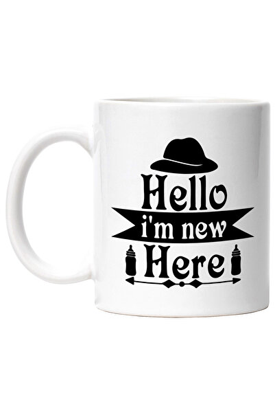 StoryGift Romania Cana cu textul in engleza "Hello, I'm new here" - salut sun...
