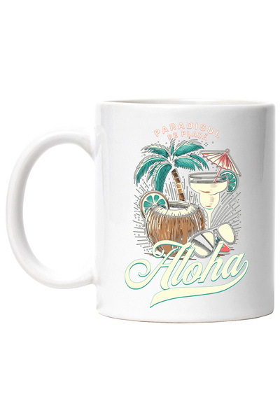 StoryGift Romania Cana Paradisul Pe Plaja Nuca De Cocos Cocktail Aloha , 330ml, Ceramic Cu Maner A, Cu ,stg