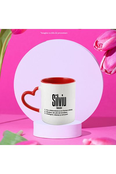 StoryGift Romania Mug With Name Silviu, Determination, Modest, Intelligent, Funny, Personalized, C, With, STG